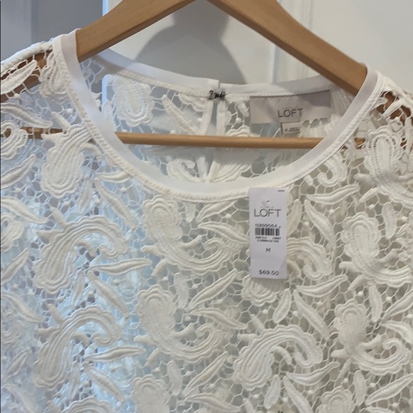 NWT Loft  white lace top - Picture 3 of 4